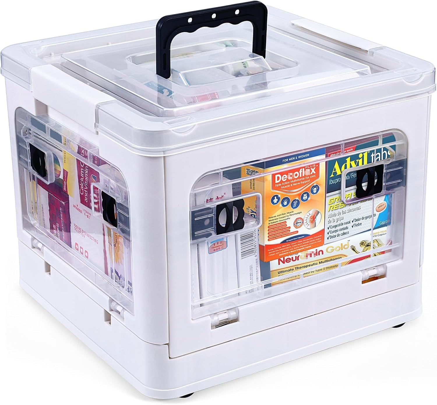 Gifhomfix Large First Aid Box – 18QT Clear Medicine Storage with Wheels