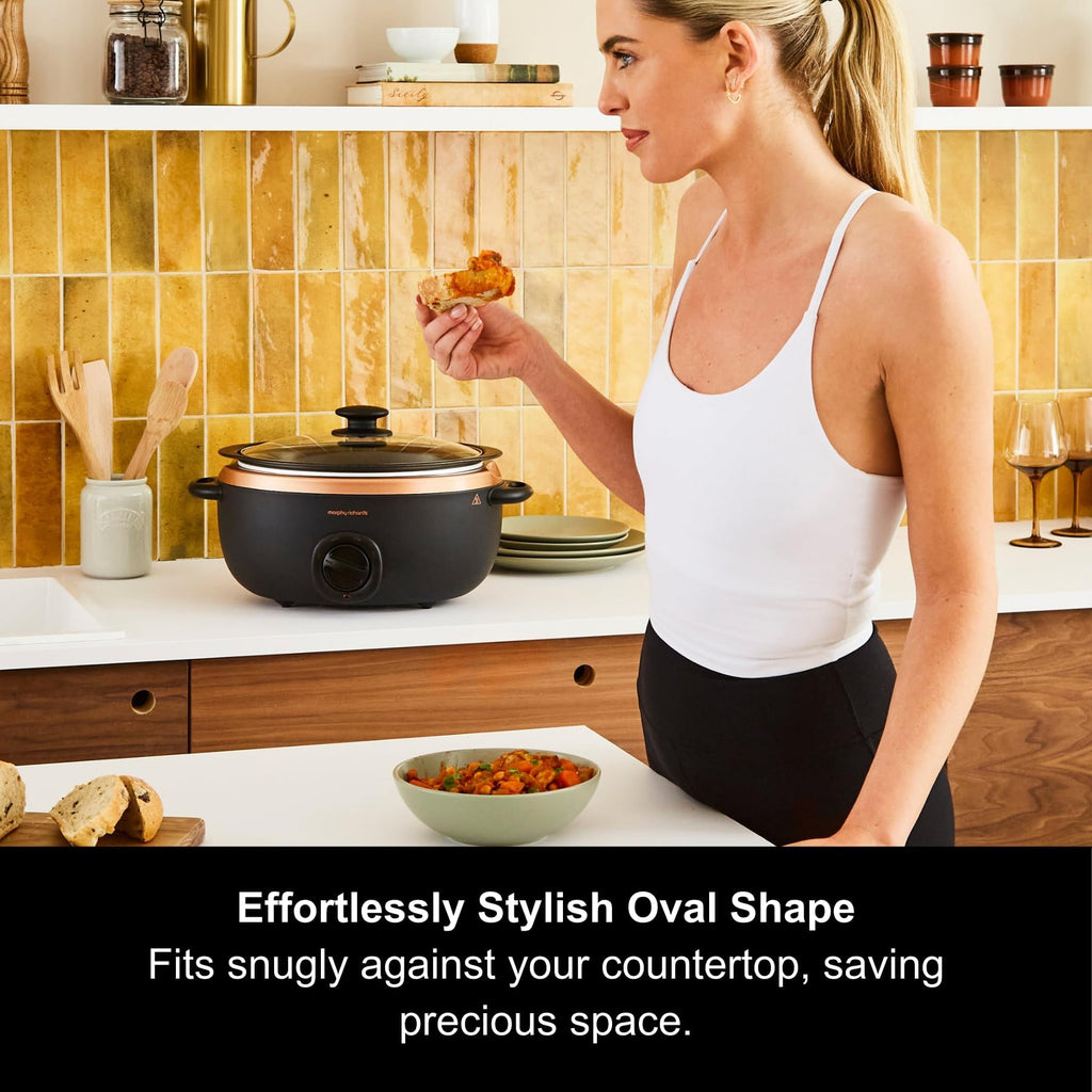 Morphy Richards 6.5L Sear and Stew Slow Cooker | Matte Black & Rose Gold