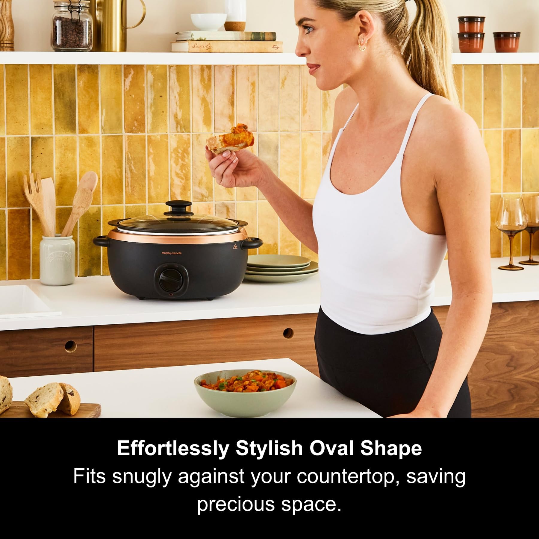 Morphy Richards 6.5L Sear and Stew Slow Cooker | Matte Black & Rose Gold