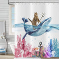 Hnmdmyi Funny Cat Riding Whale Shower Curtain | Waterproof Polyester, 71x71"