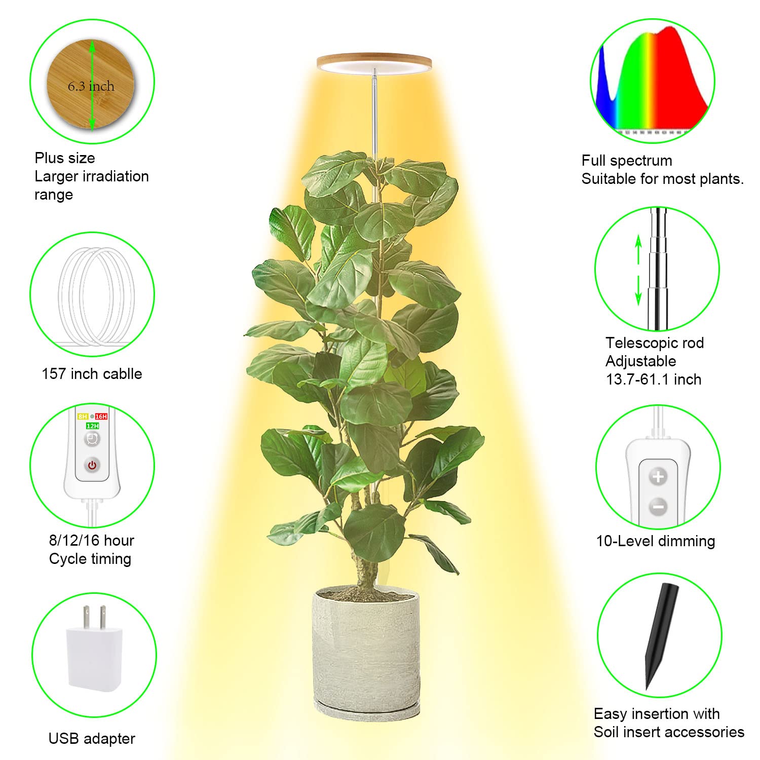 Jolof Store LED Grow Light | Full Spectrum Height Adjustable Plant Lamp