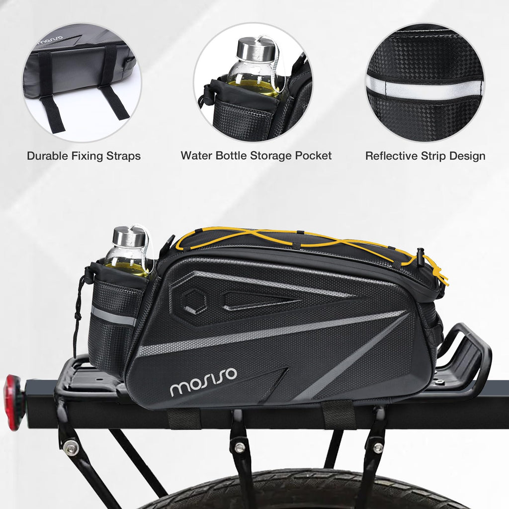 MOSISO 14L Waterproof Bike Rack Bag – EVA Rear Seat Trunk Pannier, Black
