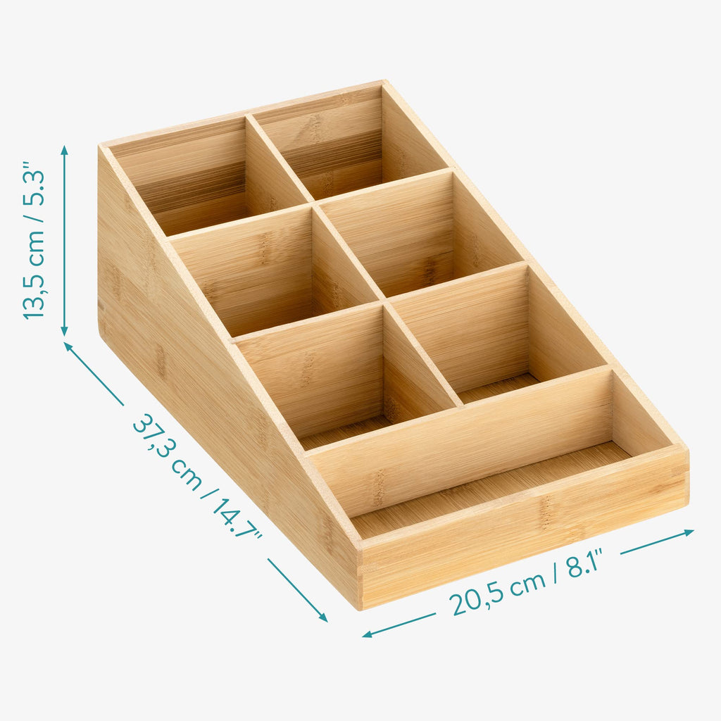 Navaris Bamboo Coffee Station Organiser – 7 Compartment Tea Caddy