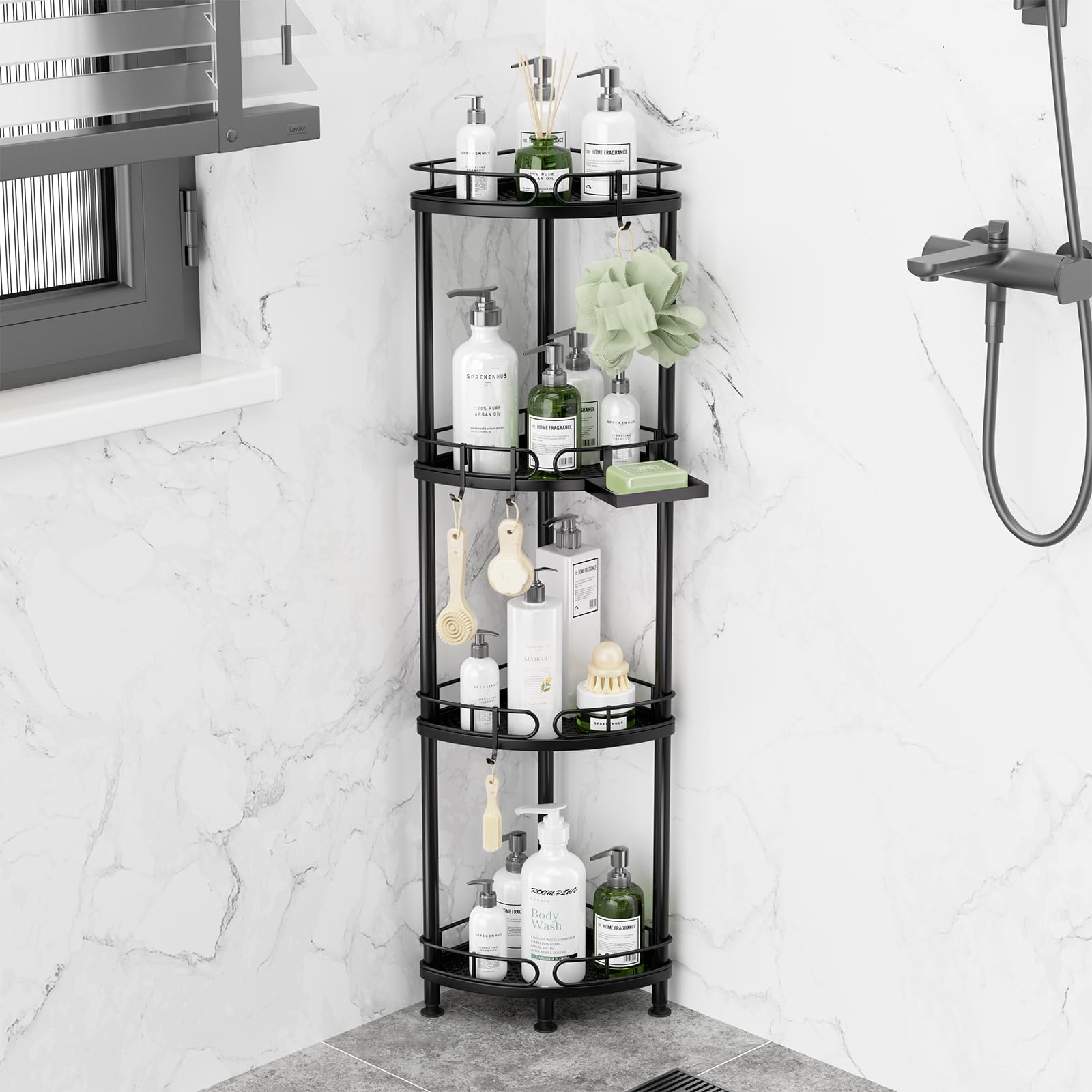 SWTYMIKI Corner Shower Caddy – 4 Tier Stainless Steel Standing Organizer