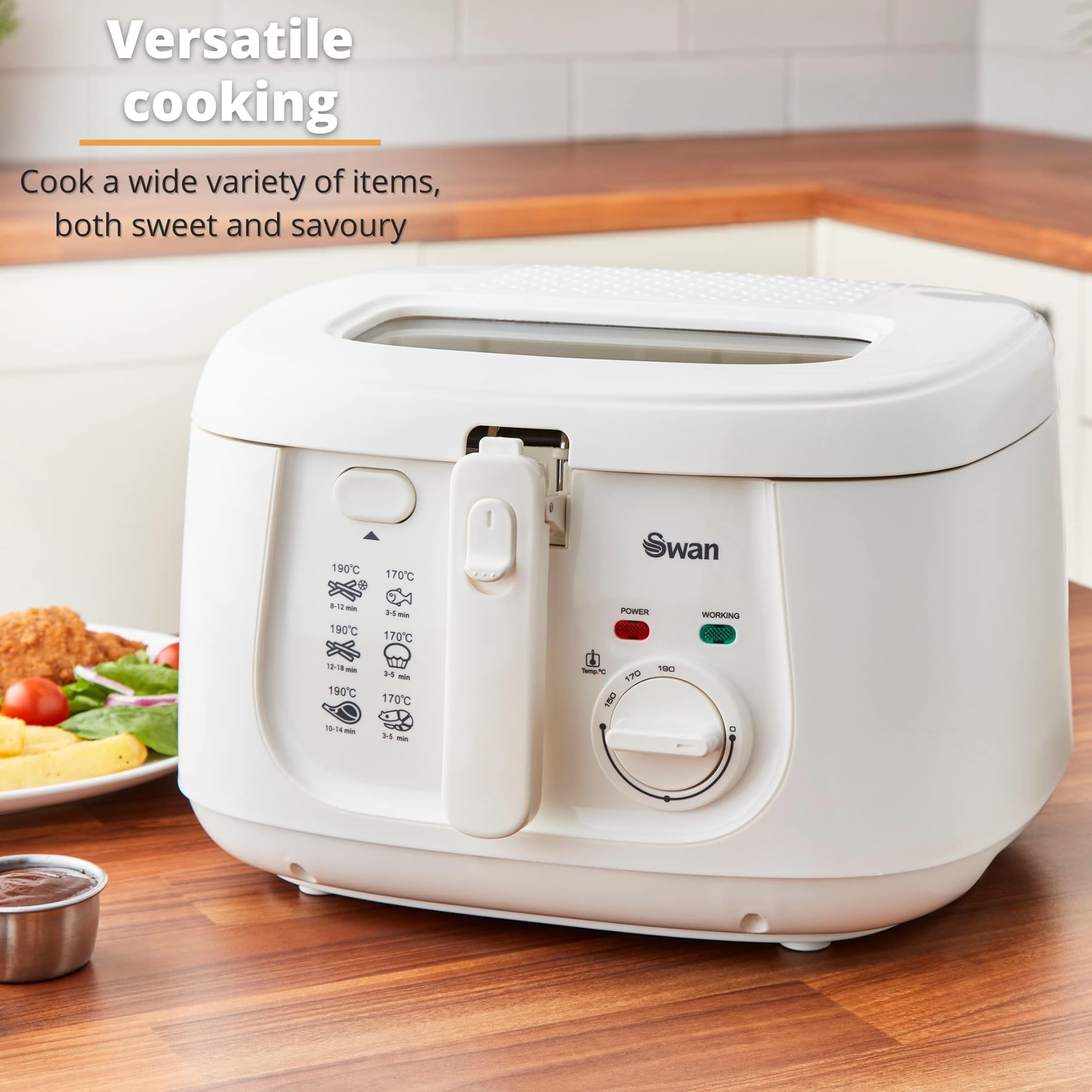 Swan 2.5L Deep Fat Fryer | 1800W Electric Square Fryer with Viewing Window