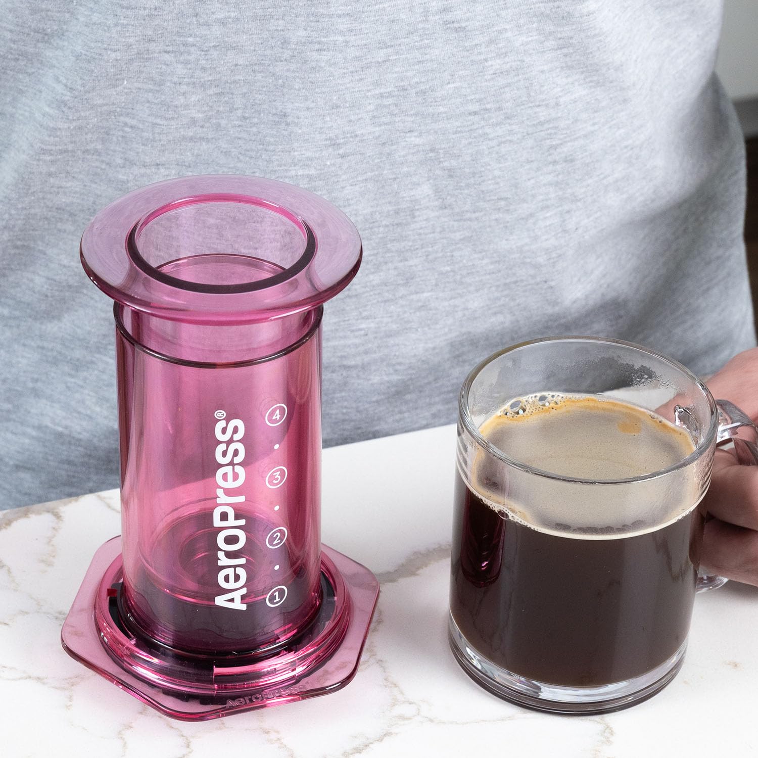AeroPress Clear Coffee Press – Shatterproof Tritan 3-in-1 Brewer