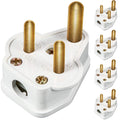5 Amp Round Pin Plugs | BS546 Stage Lighting - White, 5 Pack