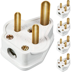 5 Amp Round Pin Plugs | BS546 Stage Lighting - White, 5 Pack