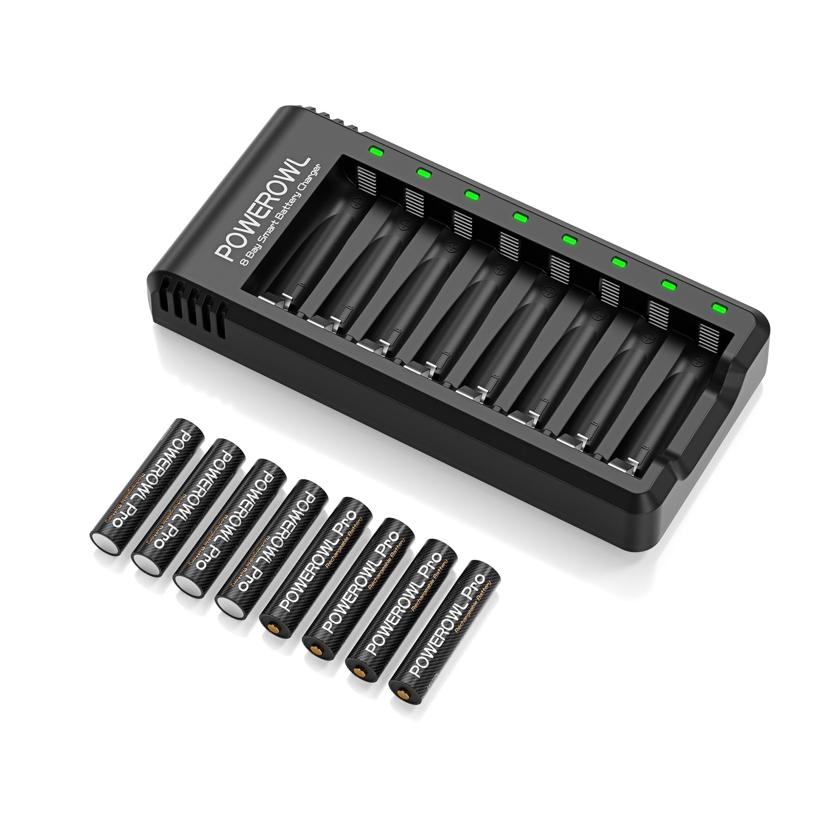 Powerowl AAA Rechargeable Batteries with Charger | 8 Pack 1100mAh Ni-MH