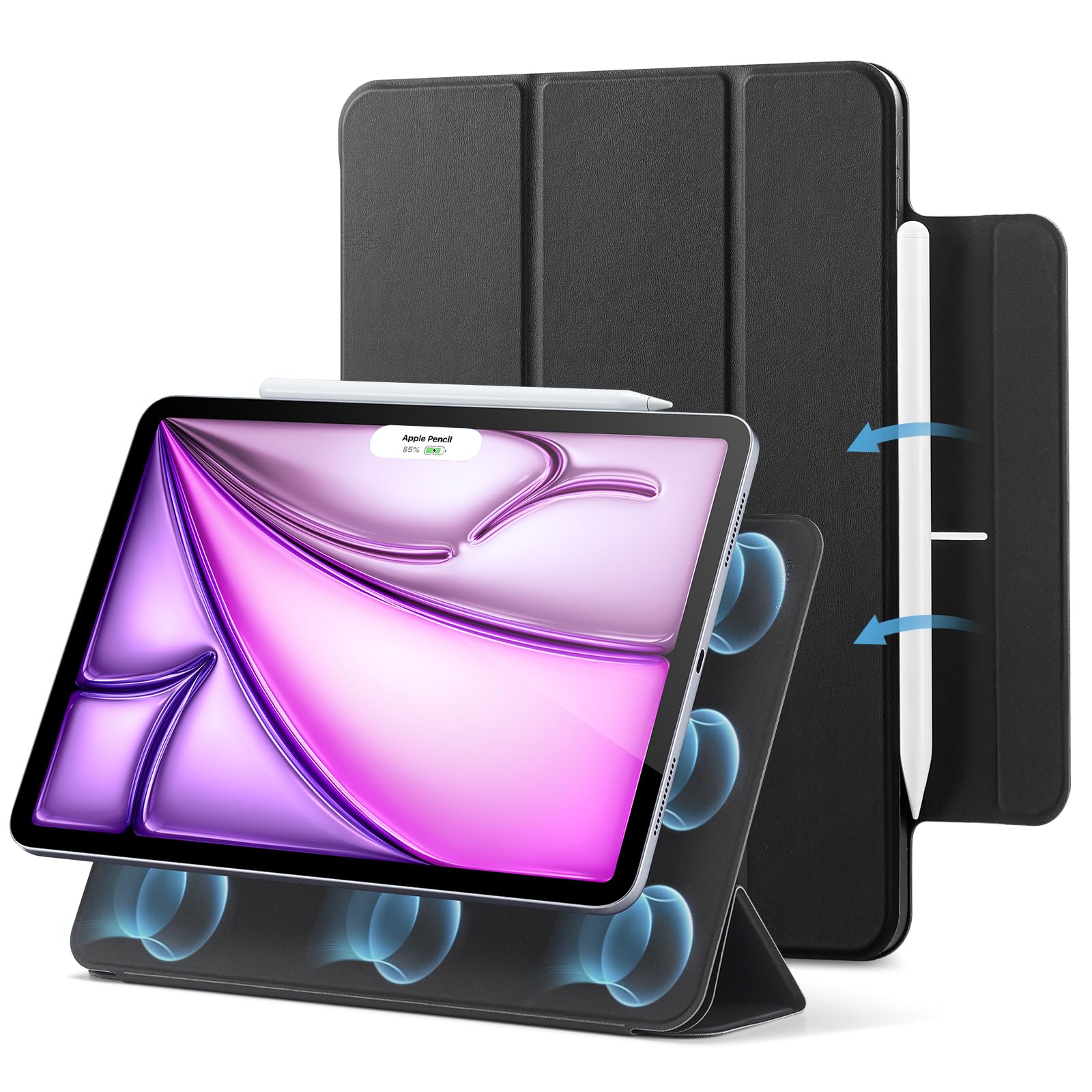 ESR iPad Air 13 & Pro 12.9 Magnetic Case | Rebound Slim Trifold - Black