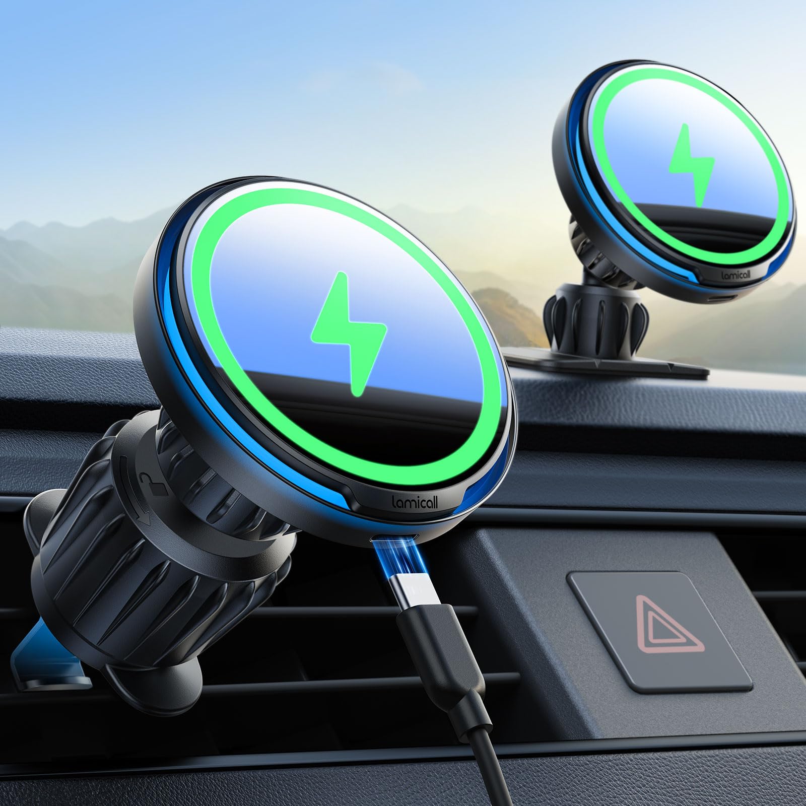 Lamicall MagSafe Car Charger - 15W Fast Wireless Magnetic Mount