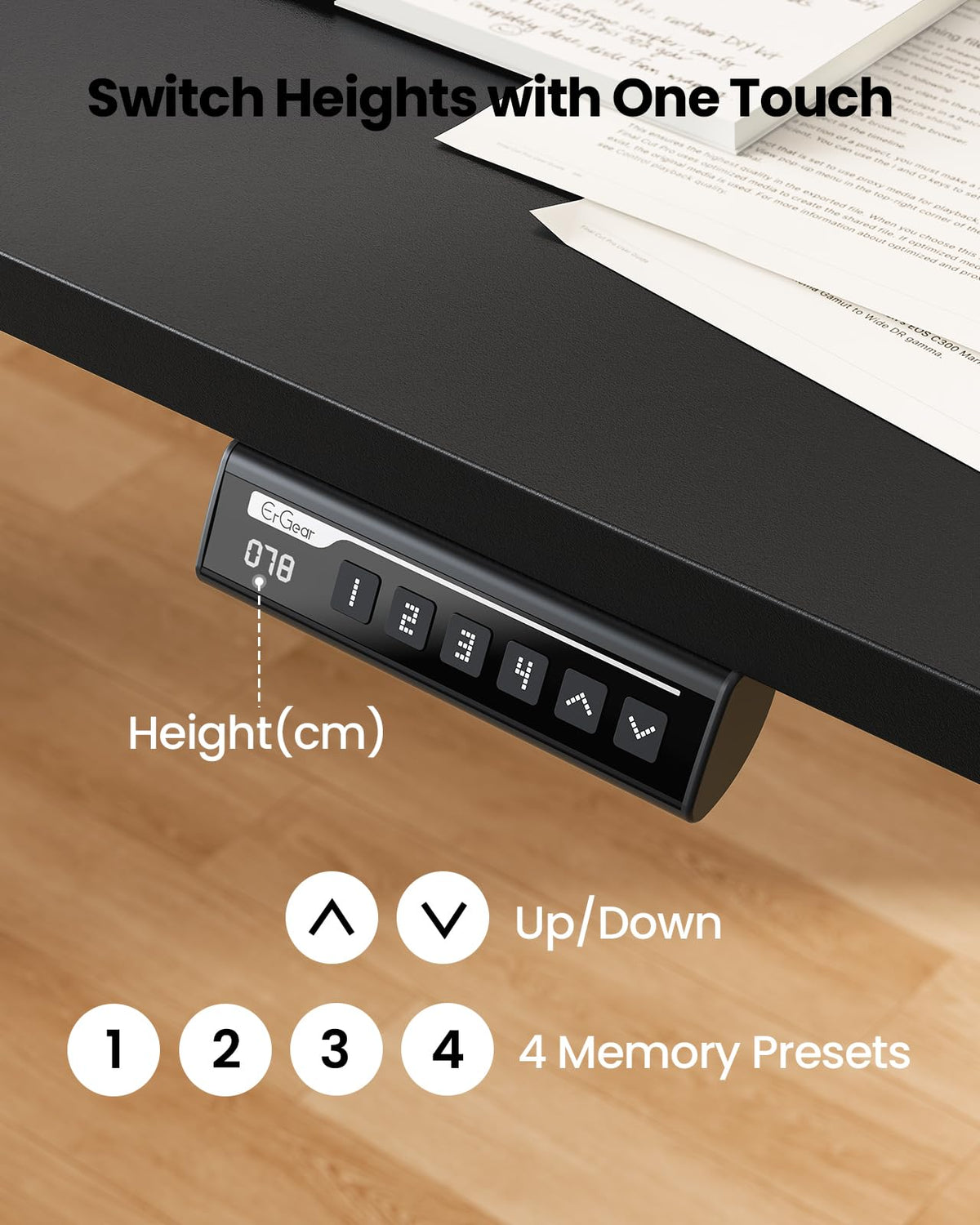 ErGear Electric Standing Desk 120 x 60cm 4 Memory with Splice Board - image 4