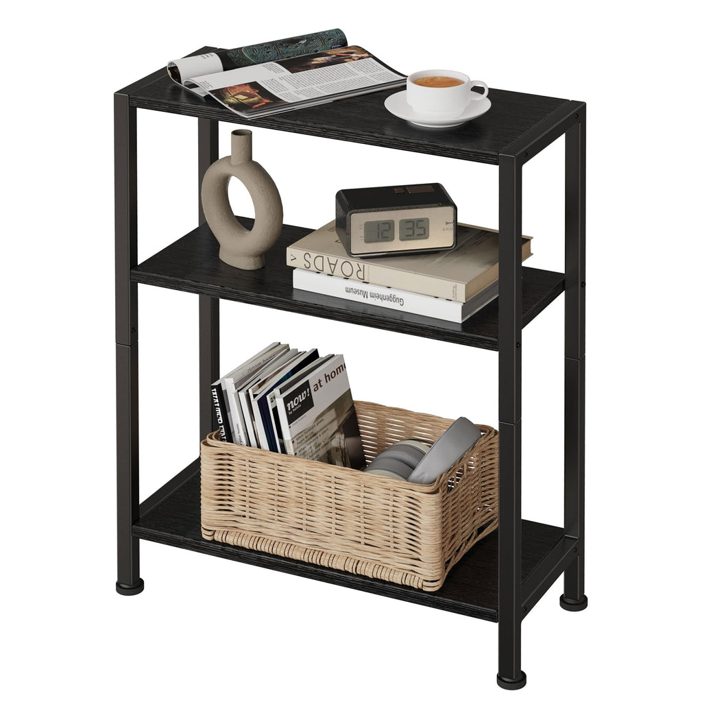 Vantimo Small Side Table, 3-Tier Thin End Table for Living Room, Narrow Bedside Table for Bedroom, Sofa, Couch Black - image 1