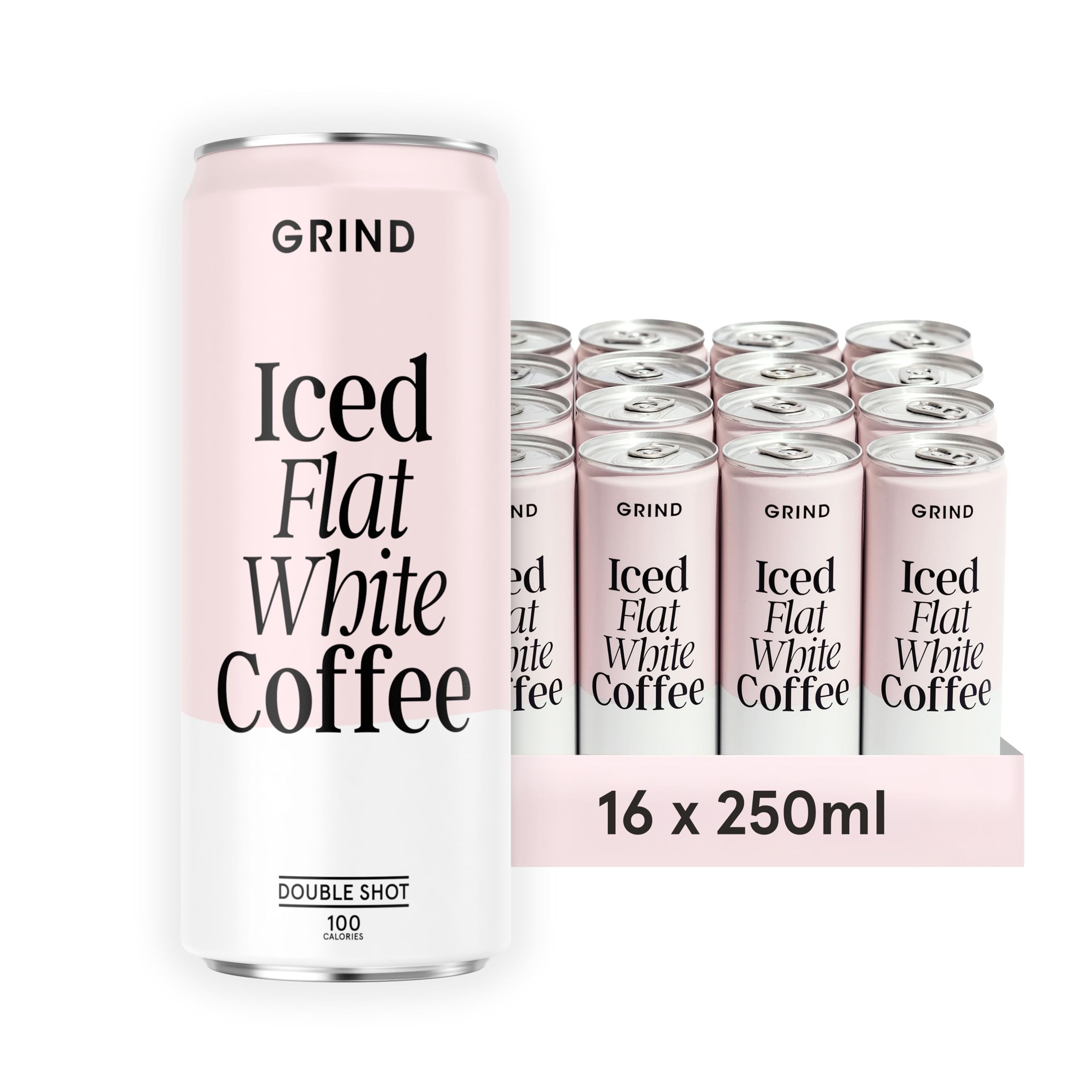 Grind Iced Flat White Coffee - 16 x 250ml Cans - 100% Arabica Cold Brew