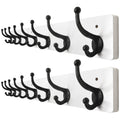 WEBI Rustic Wall Mount Coat Rack | 8 Cast Iron Hooks | Solid Wood, 2 Pack