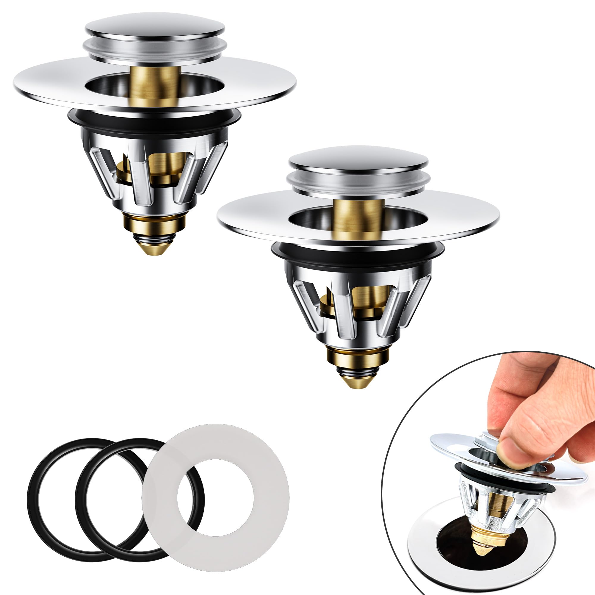 Magichome 2Pack Universal Pop Up Sink Plug for 34-45mm Drain Holes