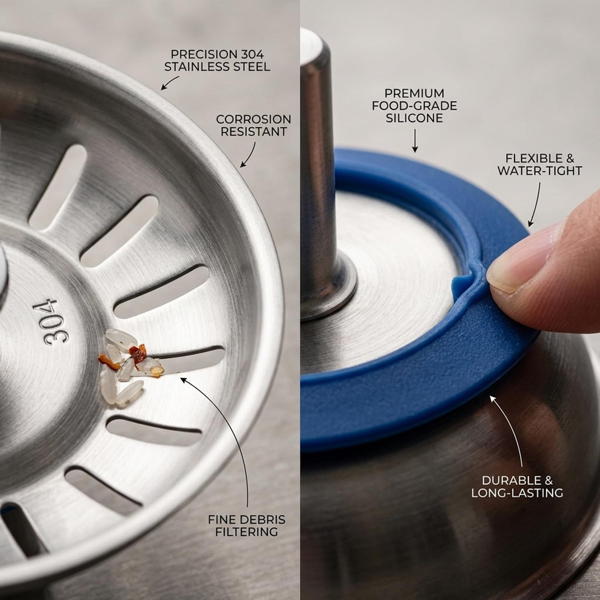Alrens 78mm Sink Strainer Plug, 304 Stainless Steel Kitchen Sink Drain - image 3