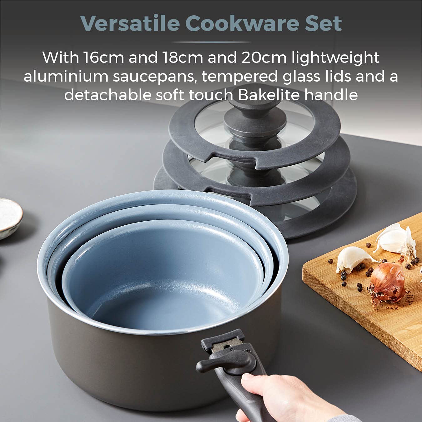 Tower Freedom 7 Piece Non-Stick Cookware Set with Detachable Handle