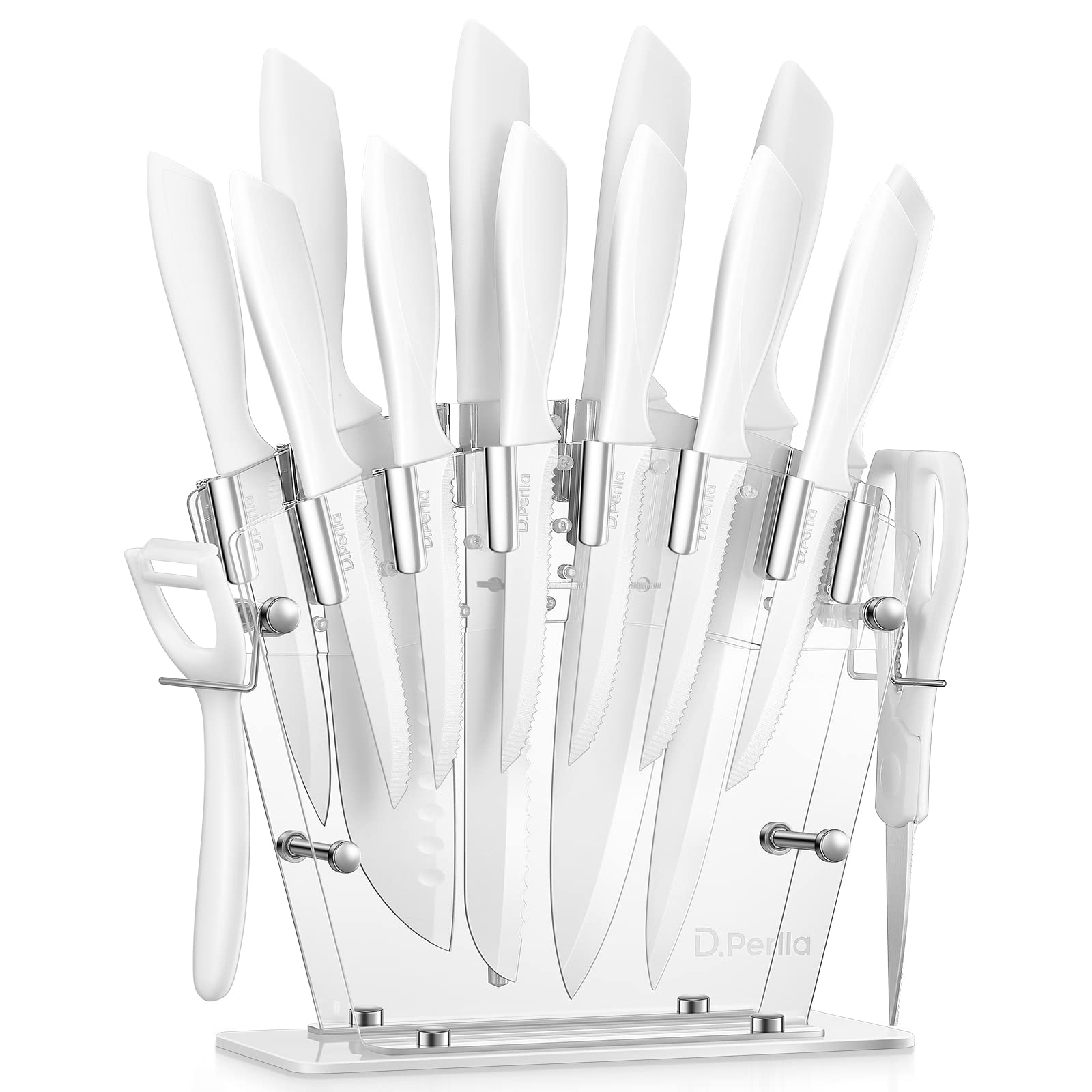 D.Perlla 16-Piece High Carbon Stainless Steel Knife Set with Stand