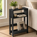 ZEXVIDA Narrow Side Table with Storage Shelf, 3-Tier Slim End Table & Nightstand for Bedroom, Living Room, Sofa Side Table for Small Spaces Black