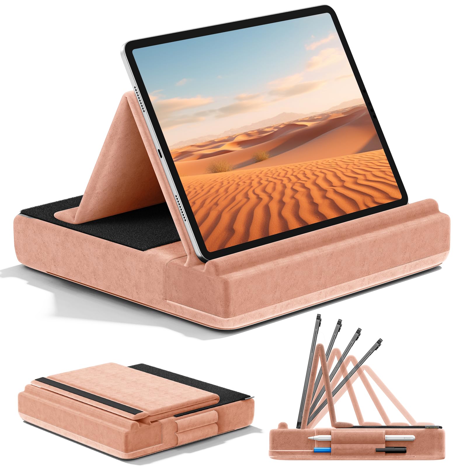 KDD Tablet Pillow Holder – Foldable Multi-Angle iPad Stand for Lap