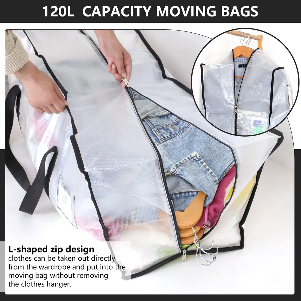 Dntorx 4 Pack 120L Moving Bags Heavy Duty Storage Bag Dorm Moving Essential - image 3