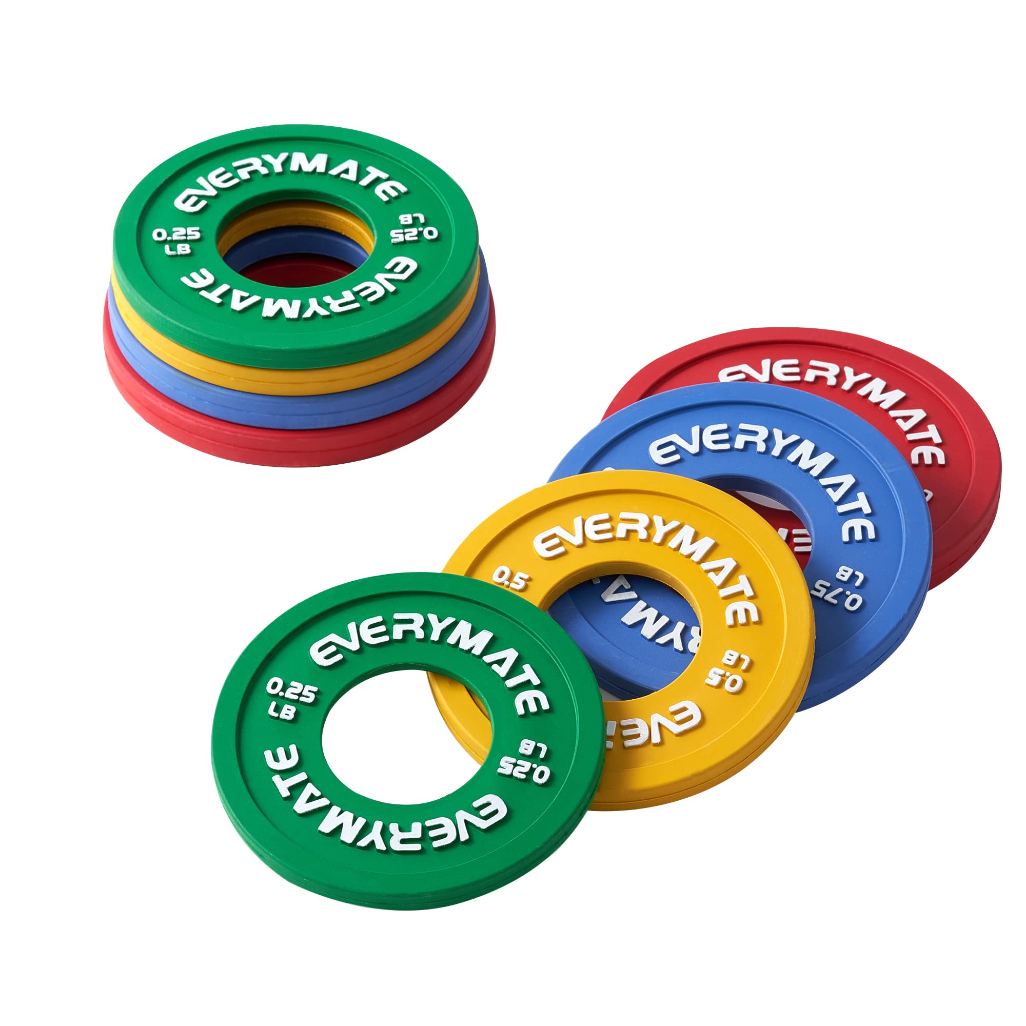 EVERYMATE Fractional Weight Plates Set - 8 Micro Rubber Plates for Barbells