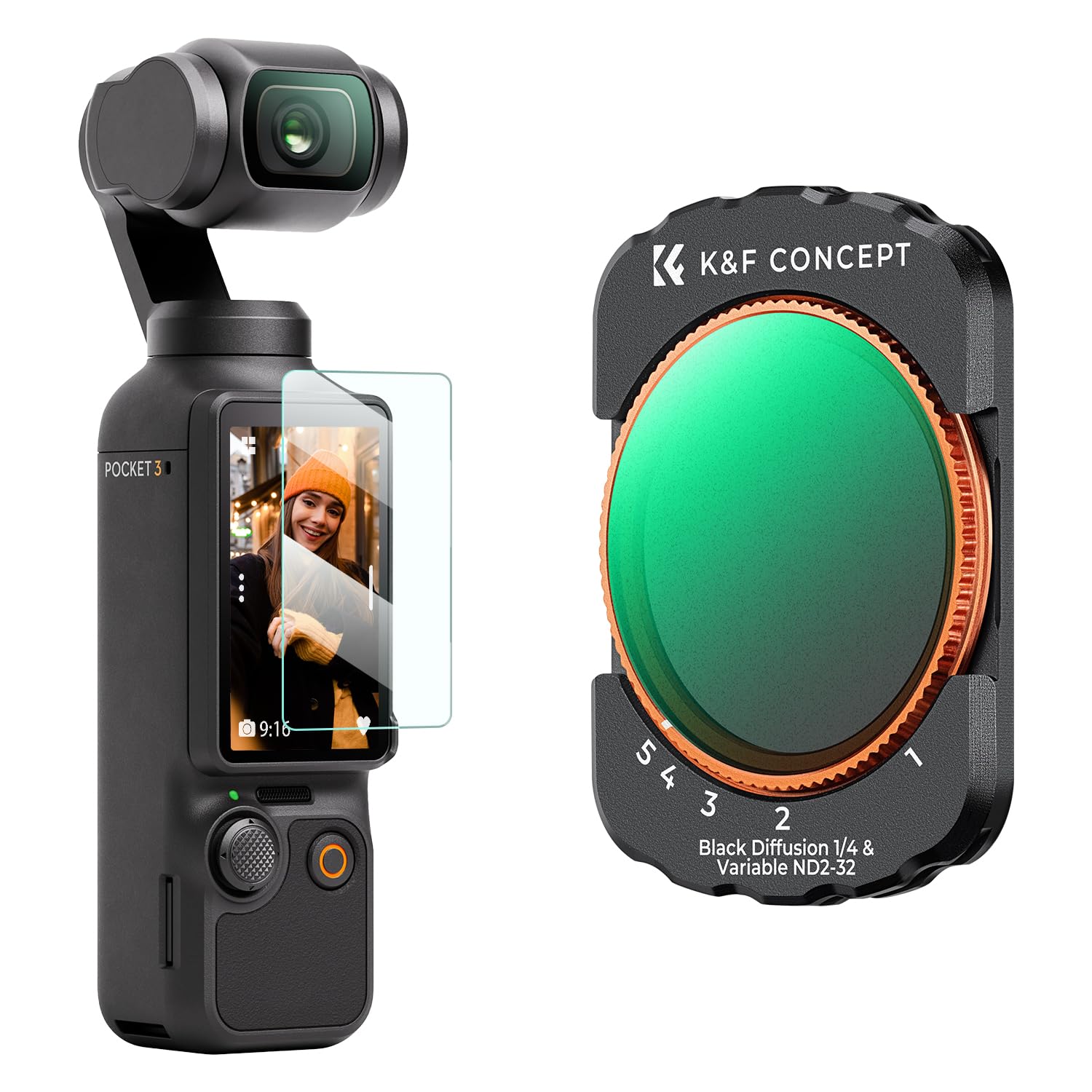 K&F Concept Osmo Pocket 3 Filter | Black Mist 1/4 & Variable ND2-32