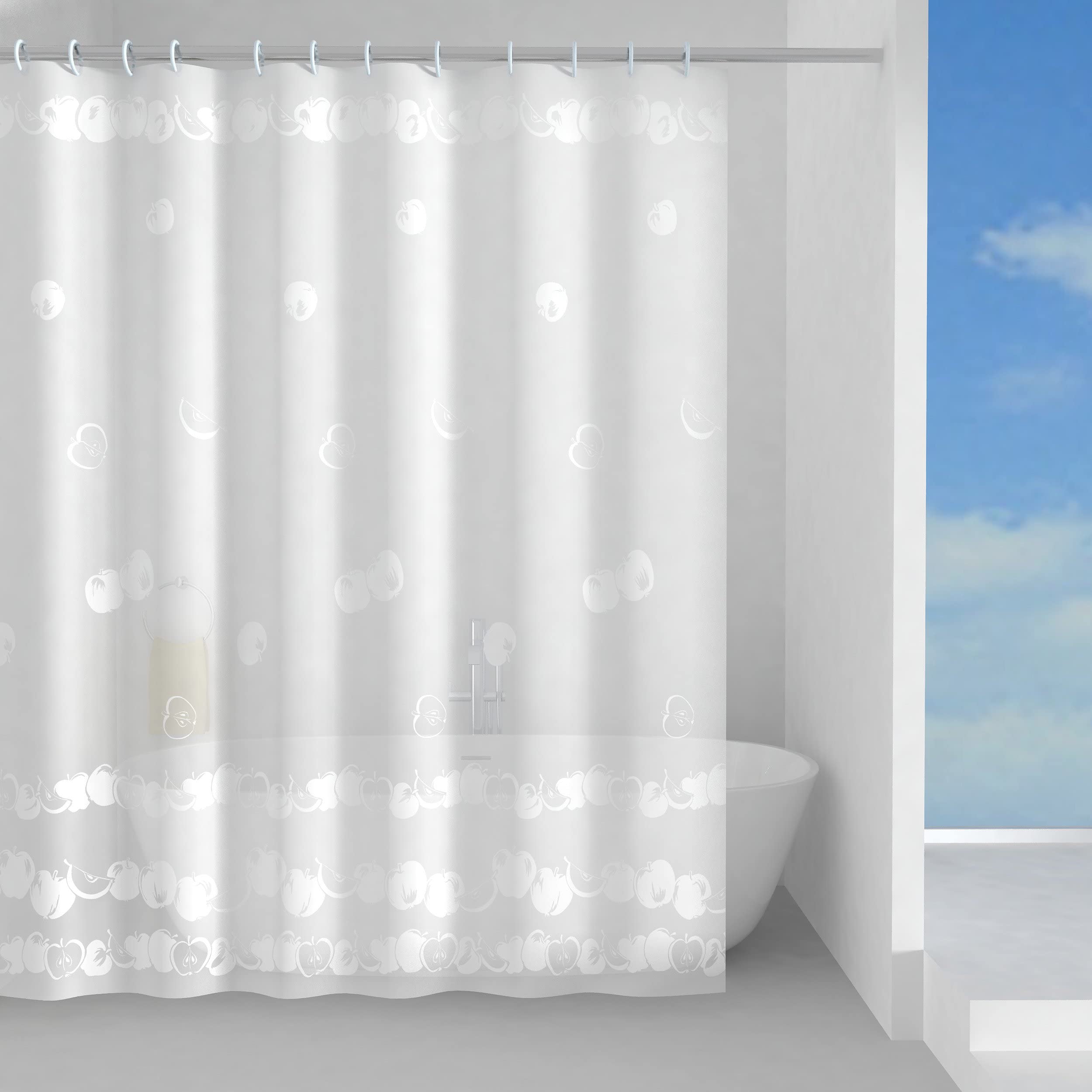 Gedy Strudel White PEVA Shower Curtain - Mold-Proof 120x200cm