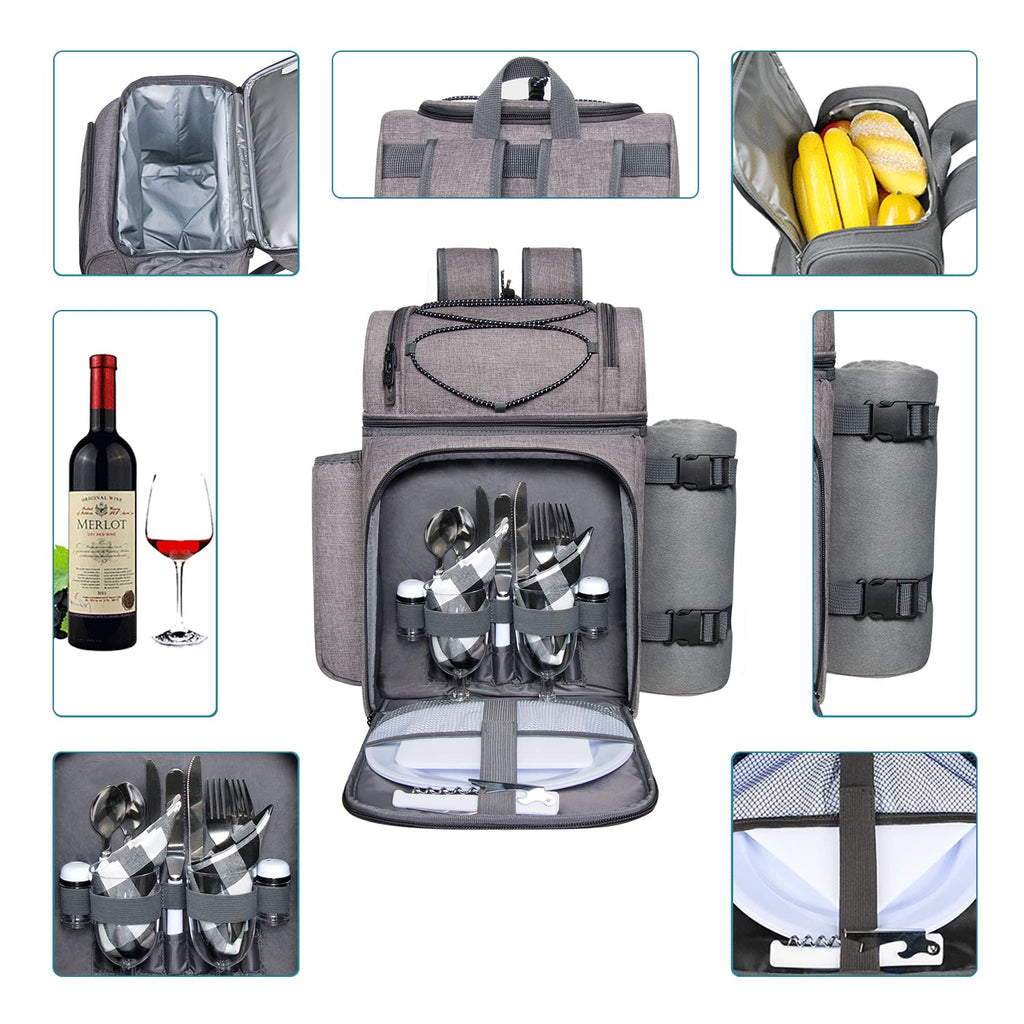 Hap Tim Picnic Backpack for 2 – Insulated Cooler Bag with Blanket & Cutlery