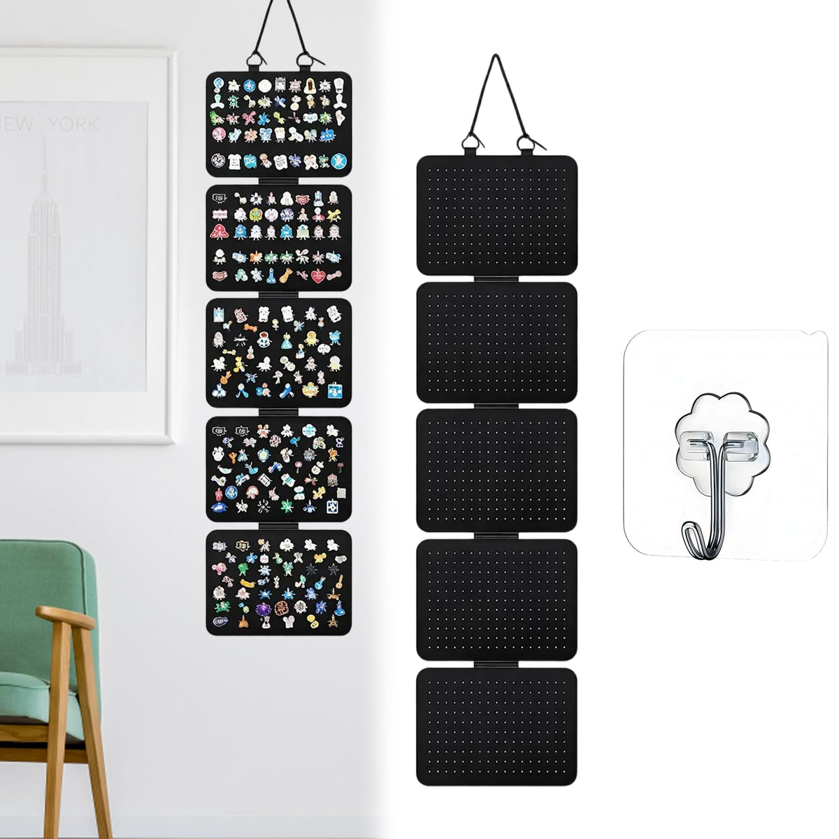 30x106cm Felt Jewelry Storage Board, Wall Mounted Pin Badge Display - image 1