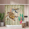 Sea Turtle Pirate Map Shower Curtain | Waterproof Polyester