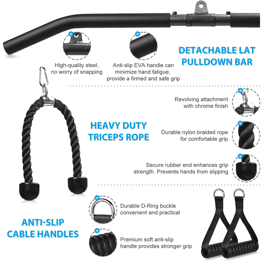 Cable Pulley System Home Gym - LAT Pull Down & Tricep Set