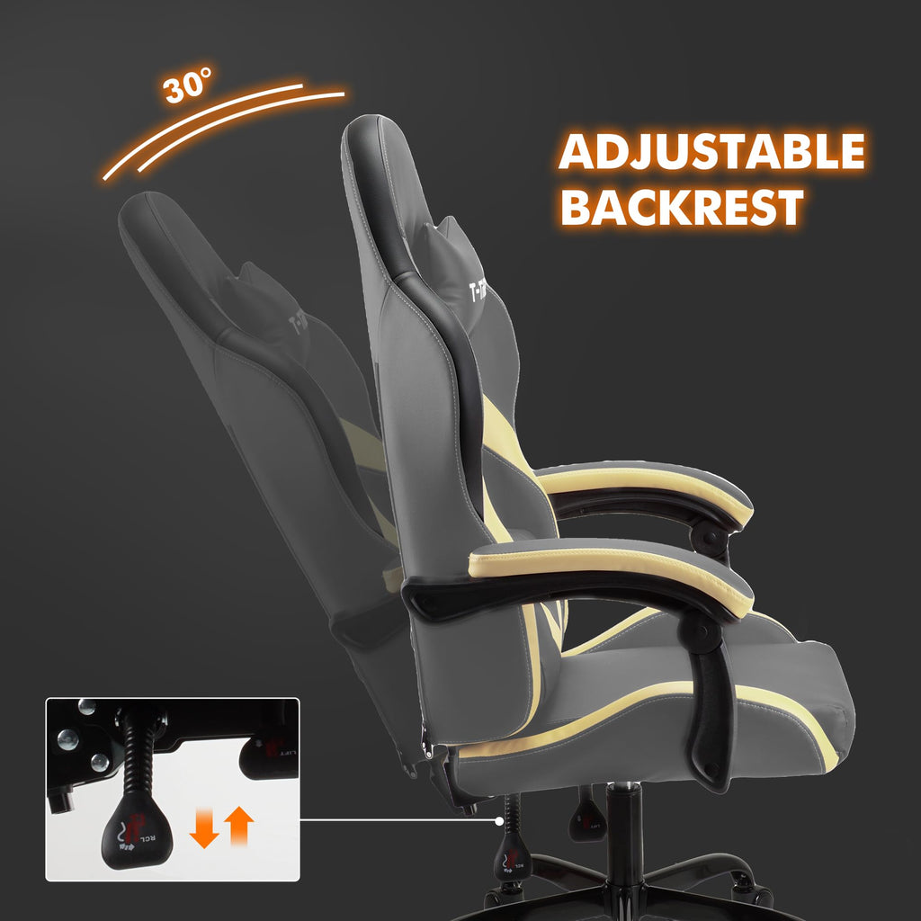 T-THREE Ergonomic High-Back Mesh Gaming Chair with Lumbar Support - White