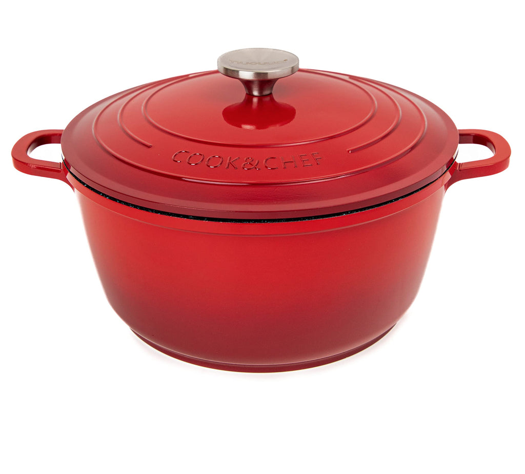Nuovva Non-Stick Aluminium Dutch Oven – 4L Red Casserole Pot with Lid