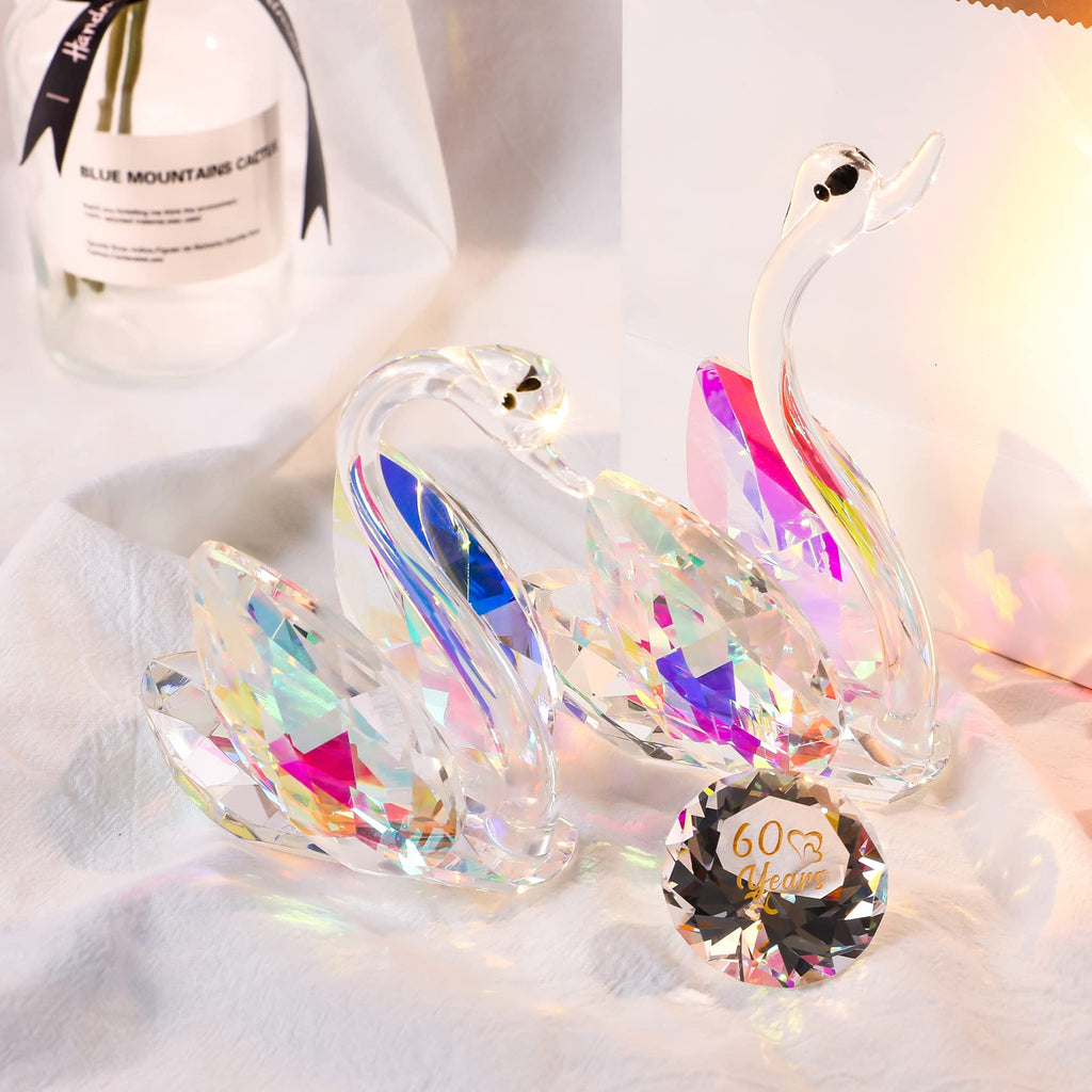 Crystal Swan 60th Anniversary Gift | Glass Figurine Set