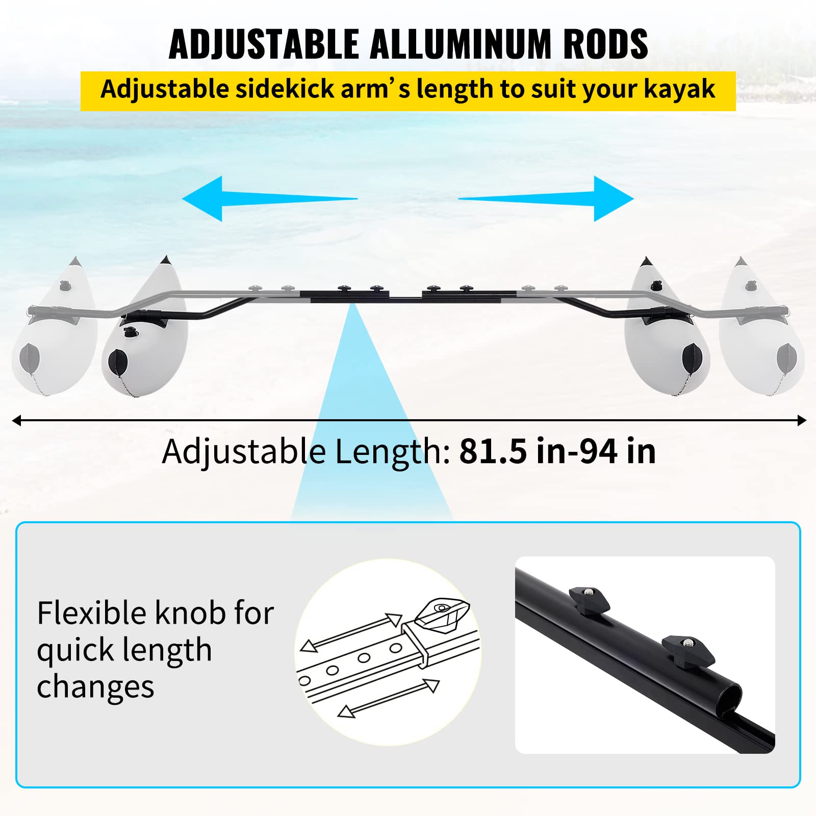 VEVOR Kayak Outrigger Stabilizer | 2 PCS Inflatable PVC Float System