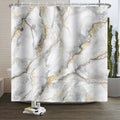 Xiaoterna Marble Shower Curtain | Grey & Gold Luxury Polyester - 180x200cm