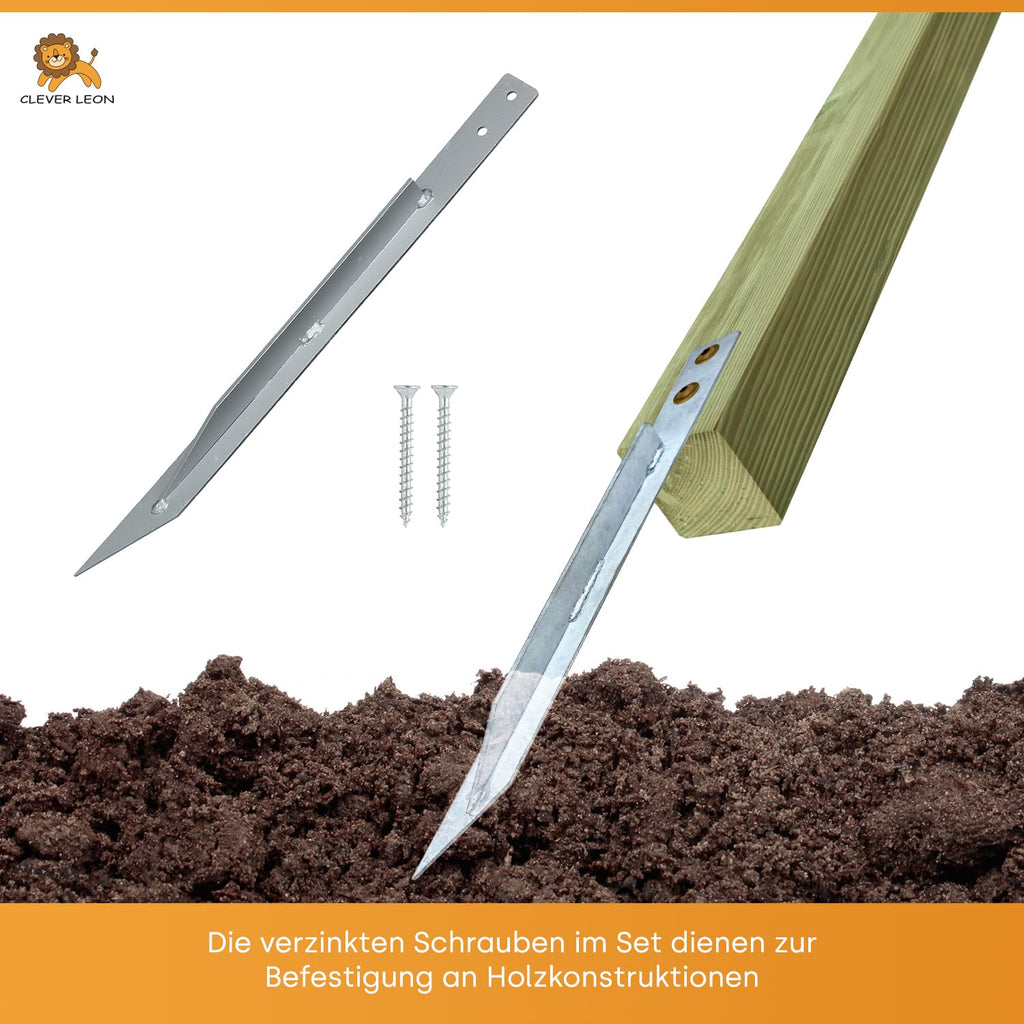 Clever Leon Ground Anchors for Swings | 4-Pack Galvanised Steel 450mm