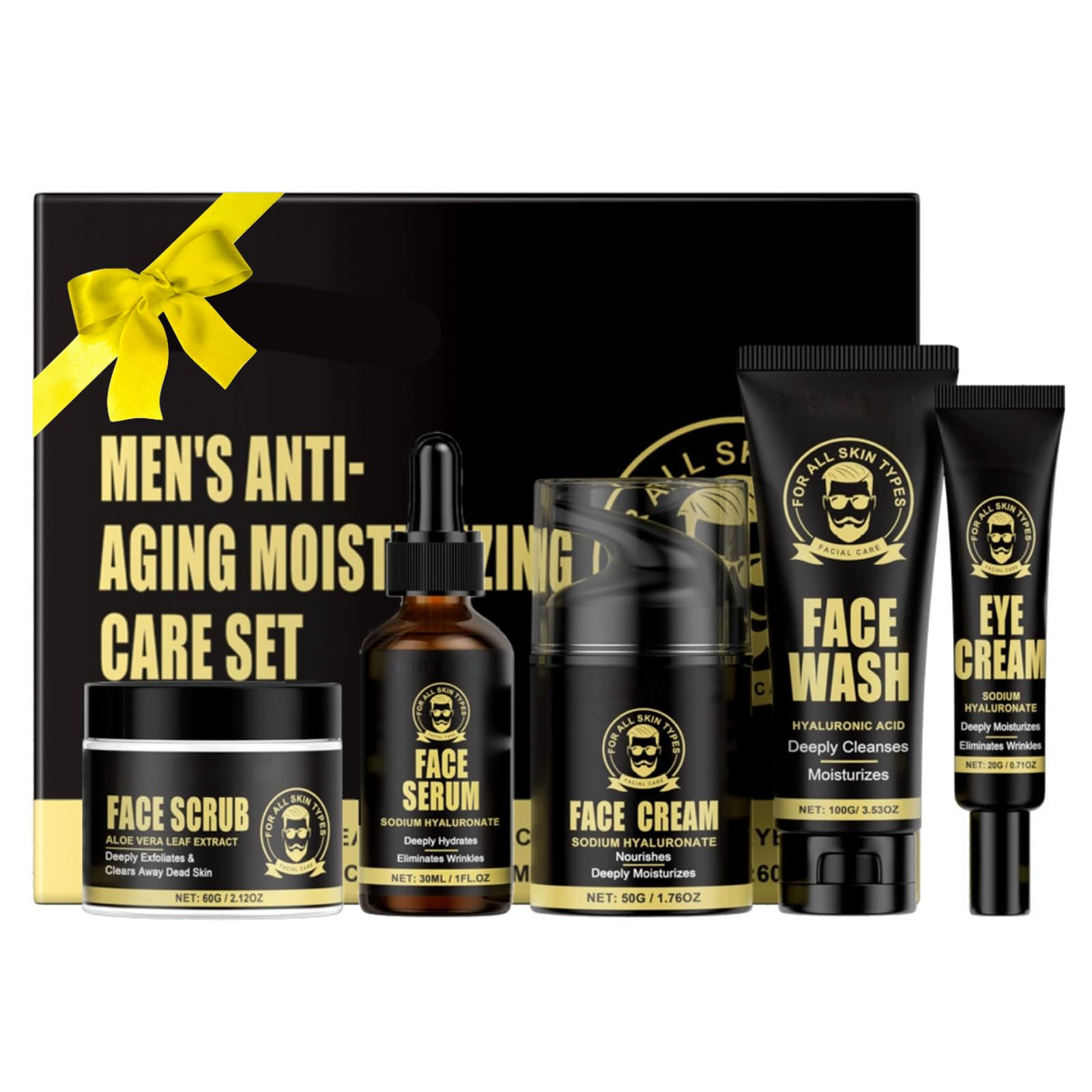 5-Piece Men's Anti-Aging Skincare Set | Face Wash & Moisturizer