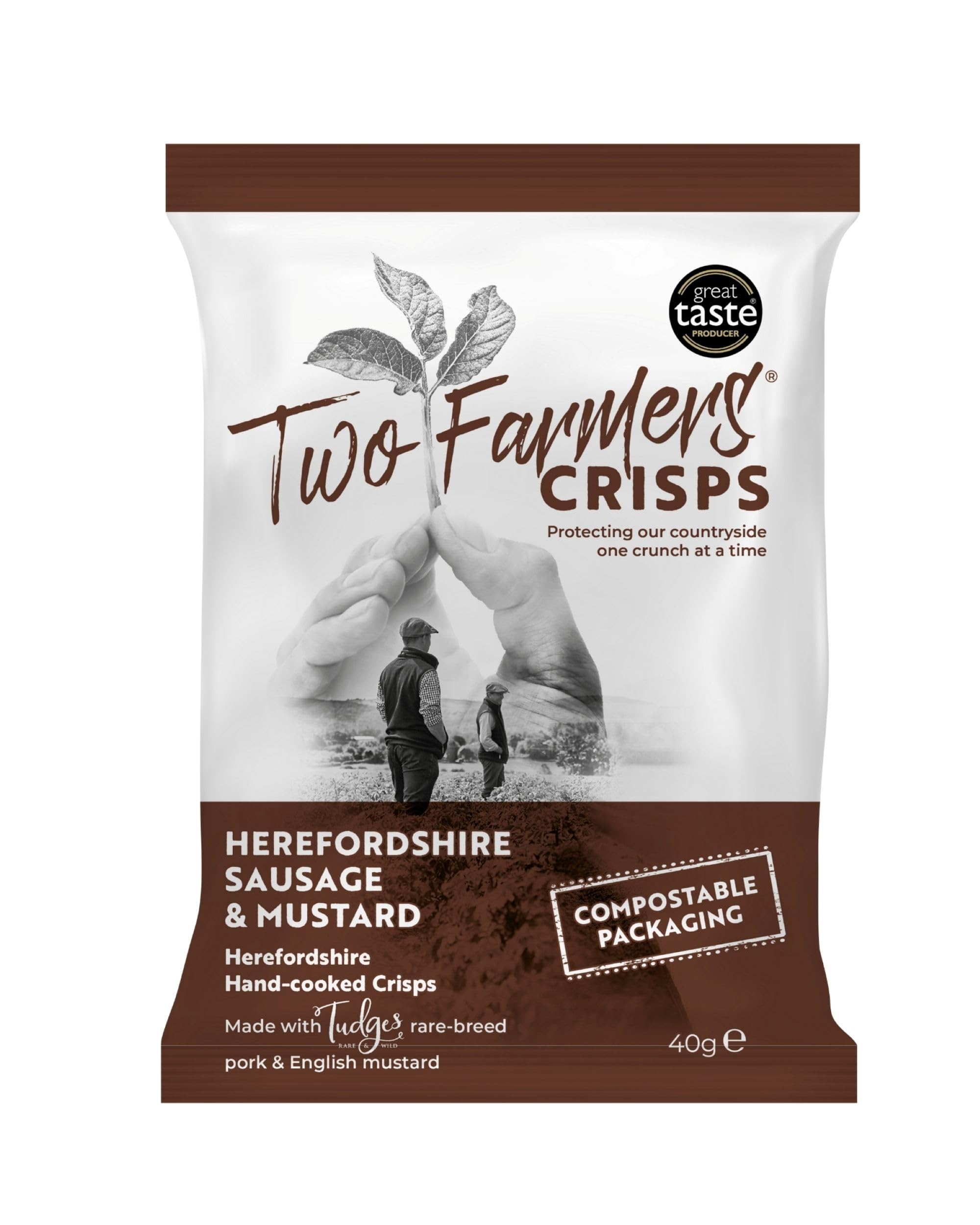 Two Farmers Sausage & Mustard Hand Cooked Crisps - 24 x 40g Bags