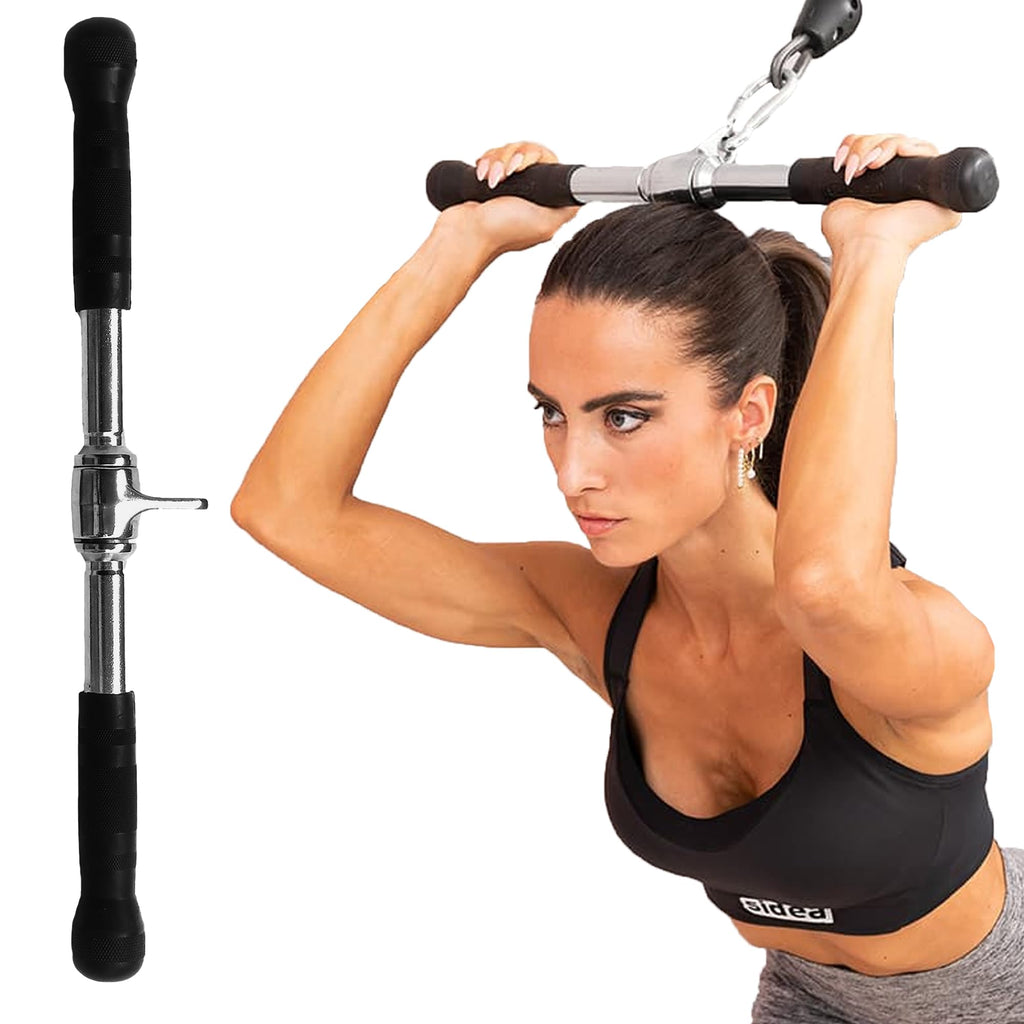 MuscleForge Straight Bar Cable Attachment - 50cm Steel Tricep Bar