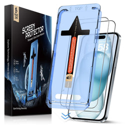 MAGIC JOHN iPhone 15 Screen Protector – 2 Pack Tempered Glass HD Clear