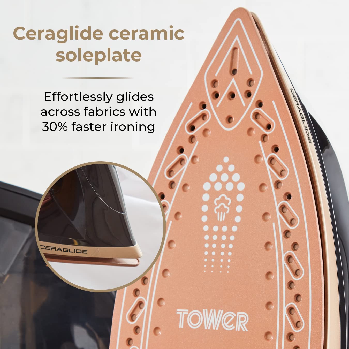 Tower Ceraglide Steam Generator Iron | 2700W | 1.2L | Gold & Black