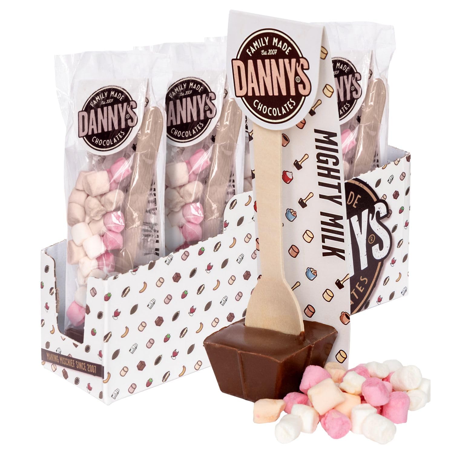 Danny's Milk Hot Chocolate Spoons with Marshmallows - 4 x 50g Gift Set