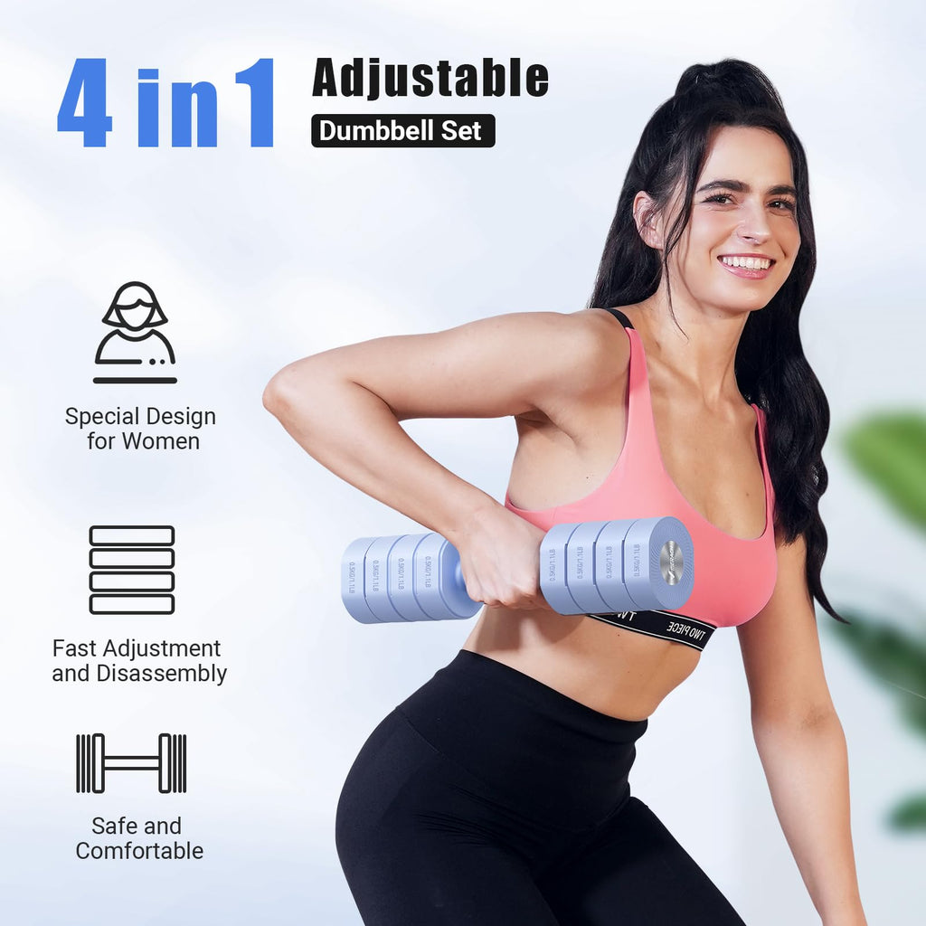 MERACH Adjustable Dumbbell Set of 2 | 4-in-1 Hand Weights 1-4kg - Black
