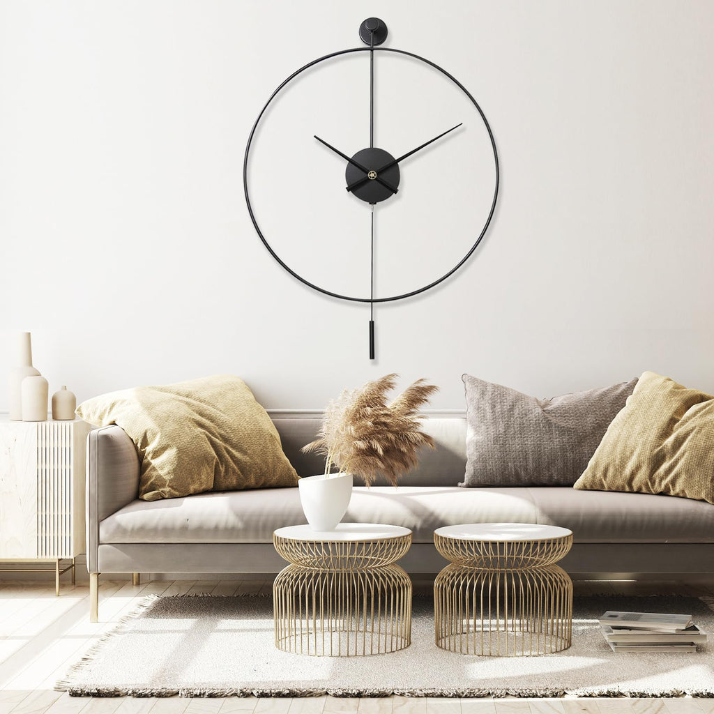 Jolof Store Large Metal Wall Clock – Modern Silent Pendulum Decor, 24in