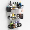 YEAUPE PRO 5-Piece Shower Shelf Set – Matte Black Adhesive Organizer