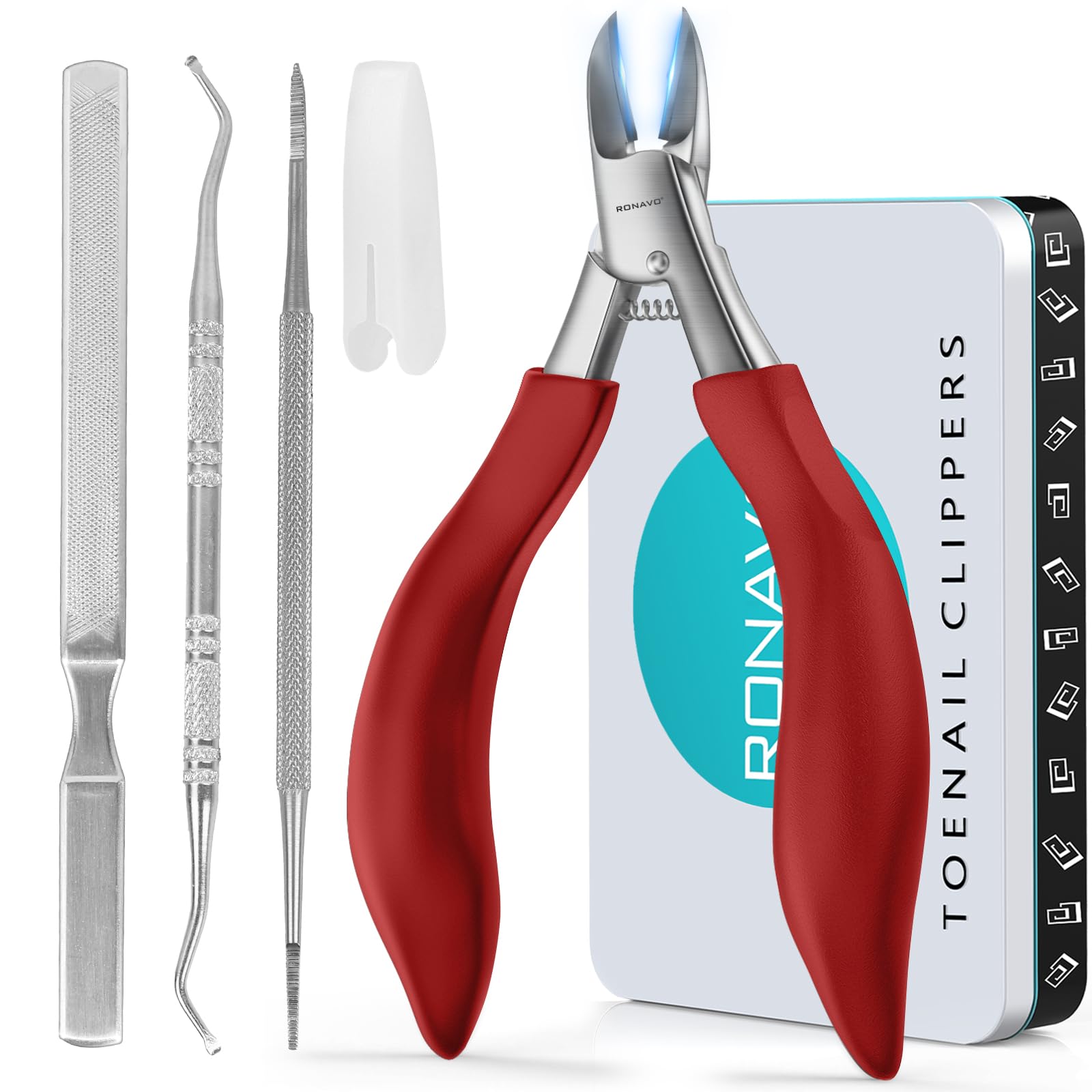 Heavy Duty Toe Nail Clippers for Thick & Ingrown Nails - Red