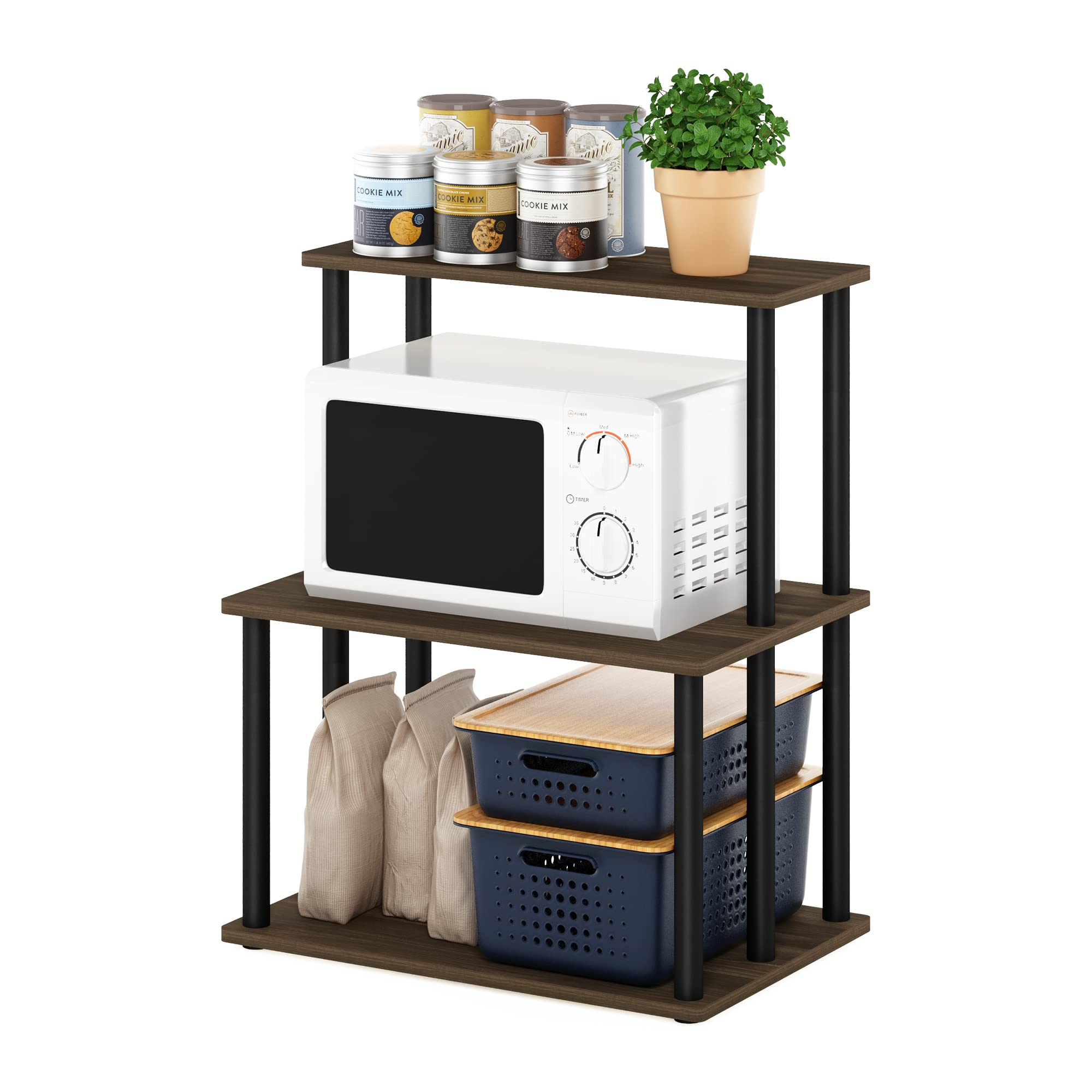 Furinno Turn-N-Tube 3-Tier Kitchen Bakers Rack - Columbia Walnut